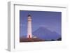 New Zealand, North Island, Pungarehu. Cape Egmont Lighthouse and Mt. Taranaki-Walter Bibikow-Framed Photographic Print