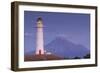 New Zealand, North Island, Pungarehu. Cape Egmont Lighthouse and Mt. Taranaki-Walter Bibikow-Framed Photographic Print