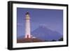 New Zealand, North Island, Pungarehu. Cape Egmont Lighthouse and Mt. Taranaki-Walter Bibikow-Framed Photographic Print