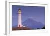 New Zealand, North Island, Pungarehu. Cape Egmont Lighthouse and Mt. Taranaki-Walter Bibikow-Framed Photographic Print