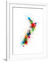 New Zealand Paint Splashes Map-Michael Tompsett-Framed Art Print