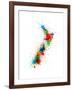 New Zealand Paint Splashes Map-Michael Tompsett-Framed Art Print