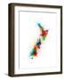 New Zealand Paint Splashes Map-Michael Tompsett-Framed Art Print