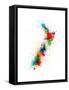 New Zealand Paint Splashes Map-Michael Tompsett-Framed Stretched Canvas