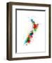 New Zealand Paint Splashes Map-Michael Tompsett-Framed Art Print