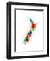 New Zealand Paint Splashes Map-Michael Tompsett-Framed Art Print