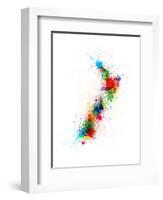 New Zealand Paint Splashes Map-Michael Tompsett-Framed Art Print