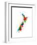 New Zealand Paint Splashes Map-Michael Tompsett-Framed Art Print