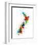 New Zealand Paint Splashes Map-Michael Tompsett-Framed Art Print