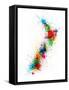 New Zealand Paint Splashes Map-Michael Tompsett-Framed Stretched Canvas