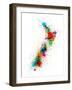 New Zealand Paint Splashes Map-Michael Tompsett-Framed Art Print