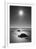 New Zealand, South Island. BW starburst over Moeraki Boulders Scenic Reserve.-Jaynes Gallery-Framed Photographic Print