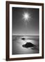 New Zealand, South Island. BW starburst over Moeraki Boulders Scenic Reserve.-Jaynes Gallery-Framed Photographic Print