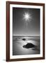 New Zealand, South Island. BW starburst over Moeraki Boulders Scenic Reserve.-Jaynes Gallery-Framed Photographic Print