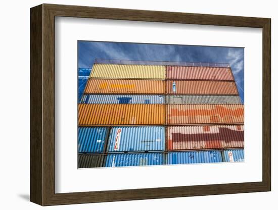 New Zealand, South Island, Christchurch, cargo container buildings-Walter Bibikow-Framed Photographic Print