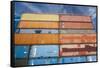 New Zealand, South Island, Christchurch, cargo container buildings-Walter Bibikow-Framed Stretched Canvas