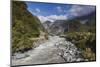 New Zealand, South Island, Fox Glacier Village, Fox Glacier hikers along Fox River-Walter Bibikow-Mounted Photographic Print