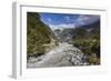 New Zealand, South Island, Fox Glacier Village, Fox Glacier hikers along Fox River-Walter Bibikow-Framed Photographic Print