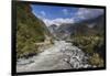 New Zealand, South Island, Fox Glacier Village, Fox Glacier hikers along Fox River-Walter Bibikow-Framed Photographic Print