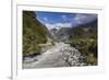 New Zealand, South Island, Fox Glacier Village, Fox Glacier hikers along Fox River-Walter Bibikow-Framed Premium Photographic Print