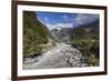 New Zealand, South Island, Fox Glacier Village, Fox Glacier hikers along Fox River-Walter Bibikow-Framed Premium Photographic Print