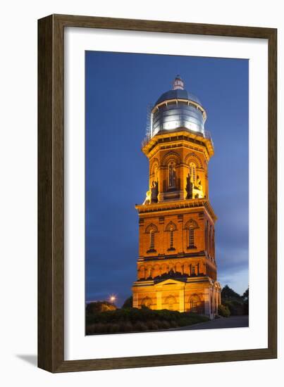 New Zealand, South Island, Invercargill, the water tower, dusk-Walter Bibikow-Framed Photographic Print