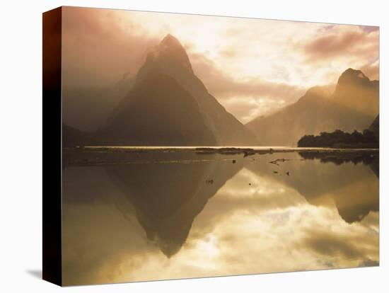 New Zealand, South Island, Milford Sound, Mitre Peak at Sunset-Dominic Webster-Stretched Canvas