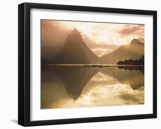 New Zealand, South Island, Milford Sound, Mitre Peak at Sunset-Dominic Webster-Framed Photographic Print