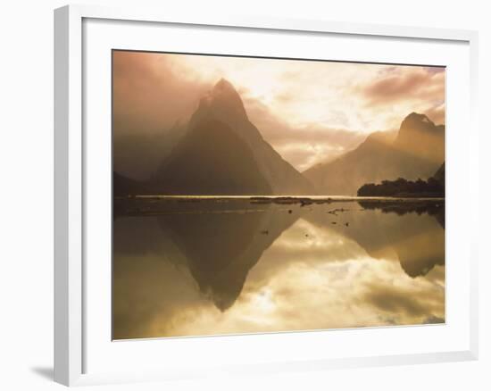 New Zealand, South Island, Milford Sound, Mitre Peak at Sunset-Dominic Webster-Framed Photographic Print