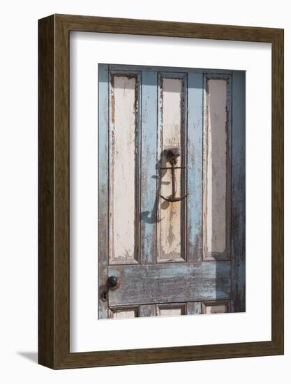 New Zealand, South Island, Otago, Moeraki, door detail with anchor-Walter Bibikow-Framed Photographic Print