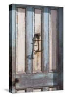 New Zealand, South Island, Otago, Moeraki, door detail with anchor-Walter Bibikow-Stretched Canvas