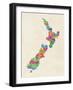 New Zealand Typography Text Map-Michael Tompsett-Framed Art Print