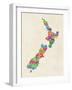 New Zealand Typography Text Map-Michael Tompsett-Framed Art Print