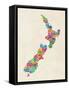 New Zealand Typography Text Map-Michael Tompsett-Framed Stretched Canvas