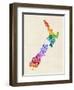 New Zealand Typography Text Map-Michael Tompsett-Framed Art Print