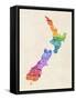 New Zealand Typography Text Map-Michael Tompsett-Framed Stretched Canvas
