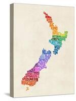 New Zealand Typography Text Map-Michael Tompsett-Stretched Canvas