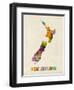 New Zealand, Watercolor Map-Michael Tompsett-Framed Art Print