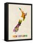 New Zealand, Watercolor Map-Michael Tompsett-Framed Stretched Canvas