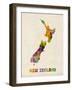 New Zealand, Watercolor Map-Michael Tompsett-Framed Art Print