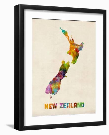 New Zealand, Watercolor Map-Michael Tompsett-Framed Art Print