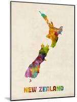 New Zealand, Watercolor Map-Michael Tompsett-Mounted Art Print