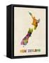 New Zealand, Watercolor Map-Michael Tompsett-Framed Stretched Canvas