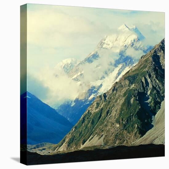 New Zealandsnow-Capped Mountain in New Zealand-George Silk-Stretched Canvas