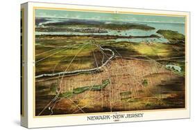 Neward, New Jersey - Panoramic Map-Lantern Press-Stretched Canvas