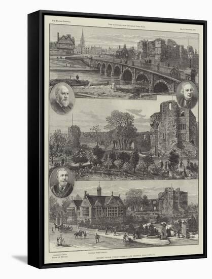 Newark Castle Public Gardens and Gilstrap Free Library-null-Framed Stretched Canvas