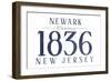 Newark, New Jersey - Established Date (Blue)-Lantern Press-Framed Art Print