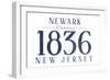 Newark, New Jersey - Established Date (Blue)-Lantern Press-Framed Art Print