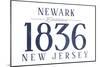 Newark, New Jersey - Established Date (Blue)-Lantern Press-Mounted Art Print