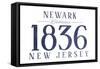 Newark, New Jersey - Established Date (Blue)-Lantern Press-Framed Stretched Canvas